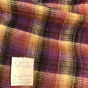 Purple Plaid waffle weave Fabric by the Yard